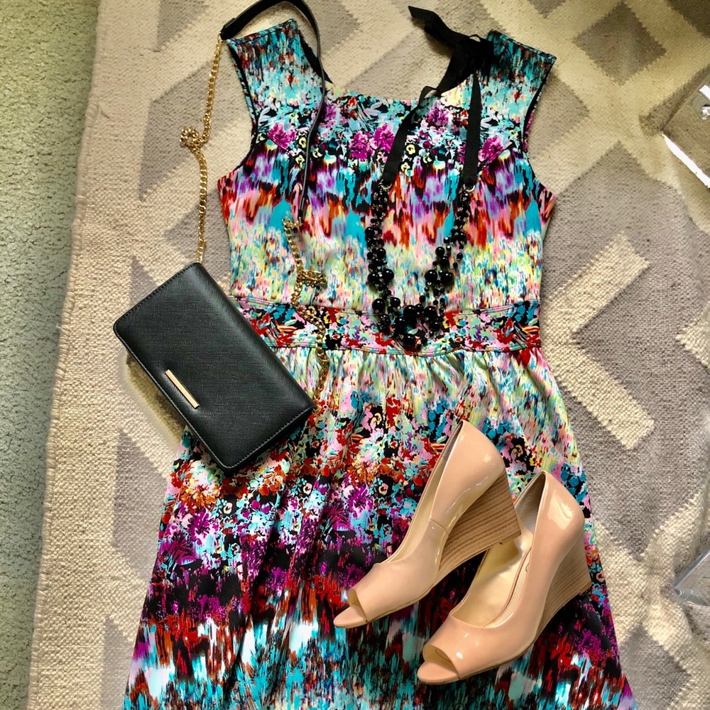 Cynthia Rowland Colorful Cocktail Dress Pockets 4